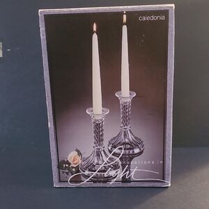 Crystal Candle Holders - Elegant White